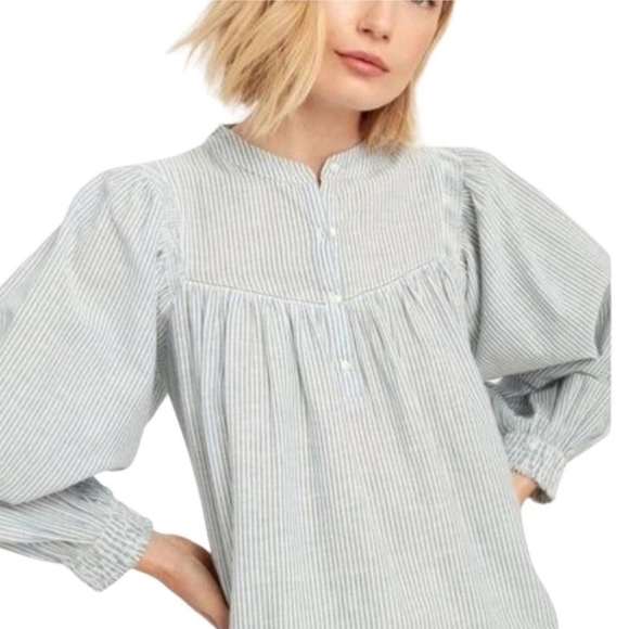 The Great Shepherd Striped Blue White Striped Long Sleeve Blouse - Picture 3 of 14